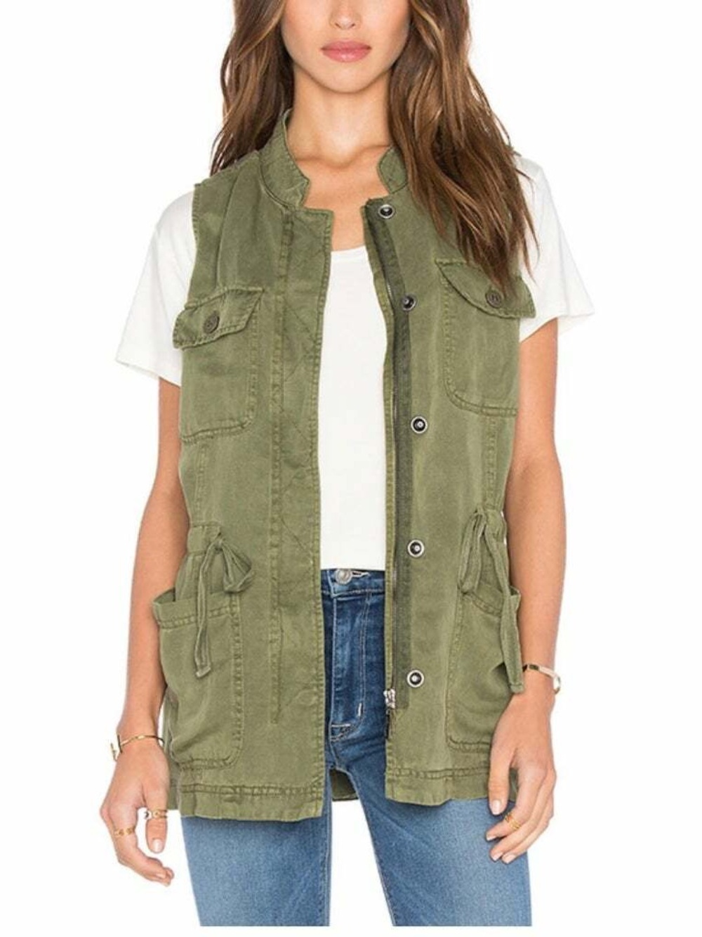 Sanctuary Canyon Military Vest Utility Sleeveless Jacket Army Green Women's Sz S